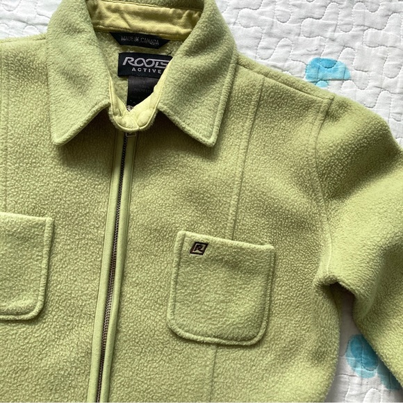 Vintage 90s Roots Pear Green Fleece Zip Up 🍐 - Picture 4 of 4